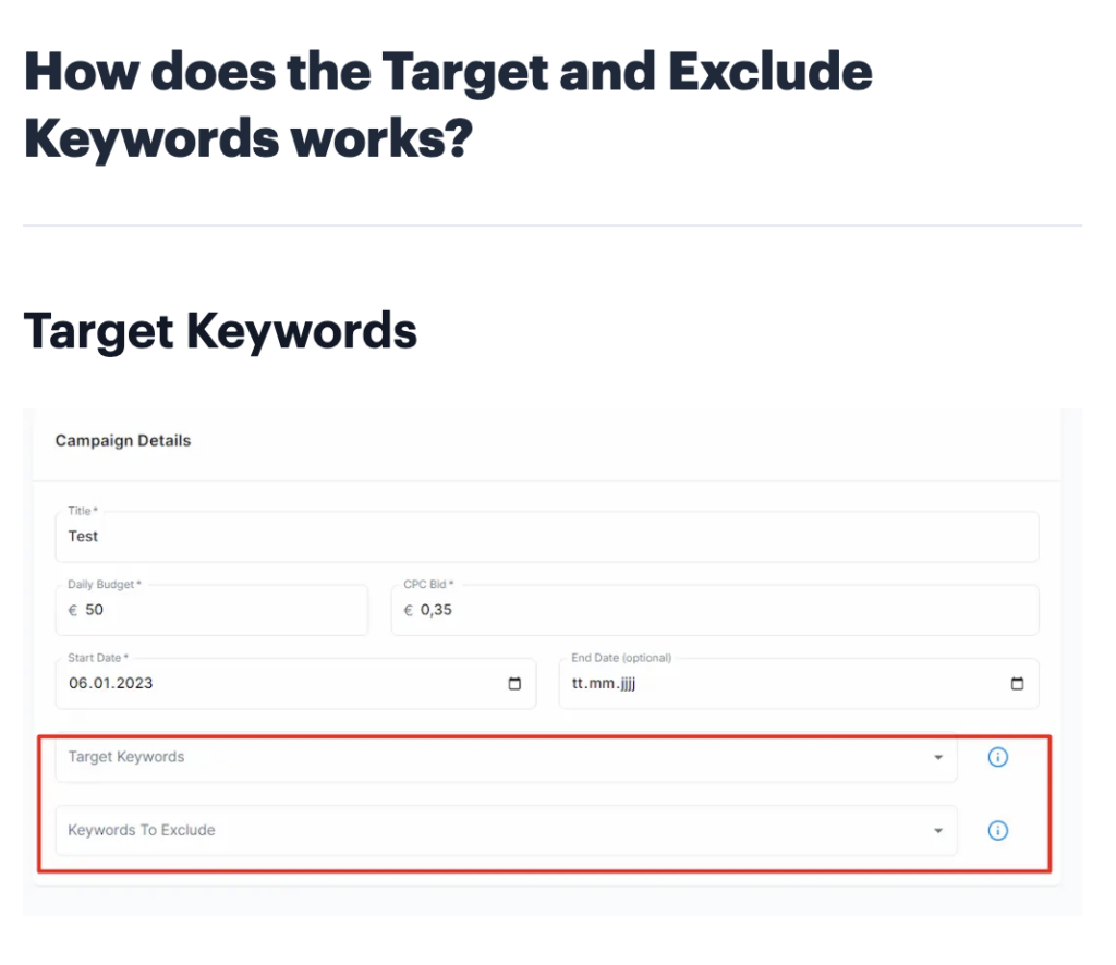 Target Keywords on CreatorTraffic